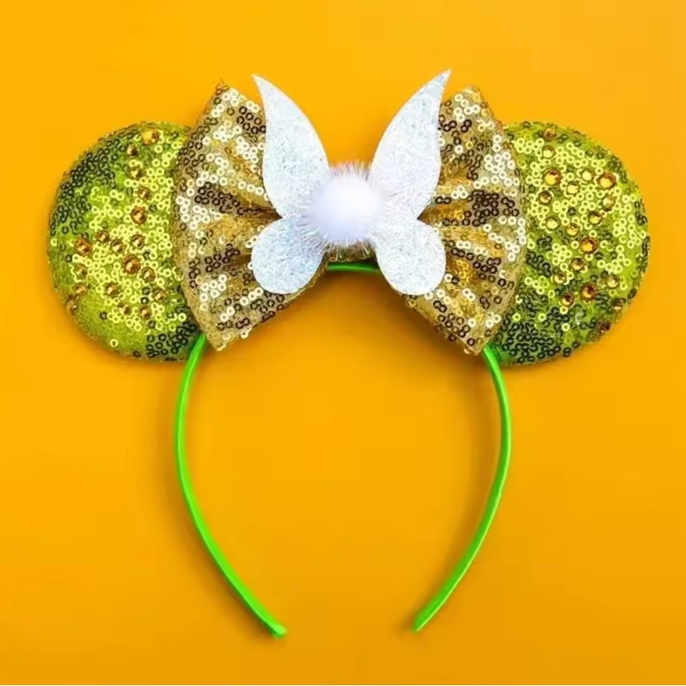 Tinkerbell Sequin Mouse Ears Headband with Bow
